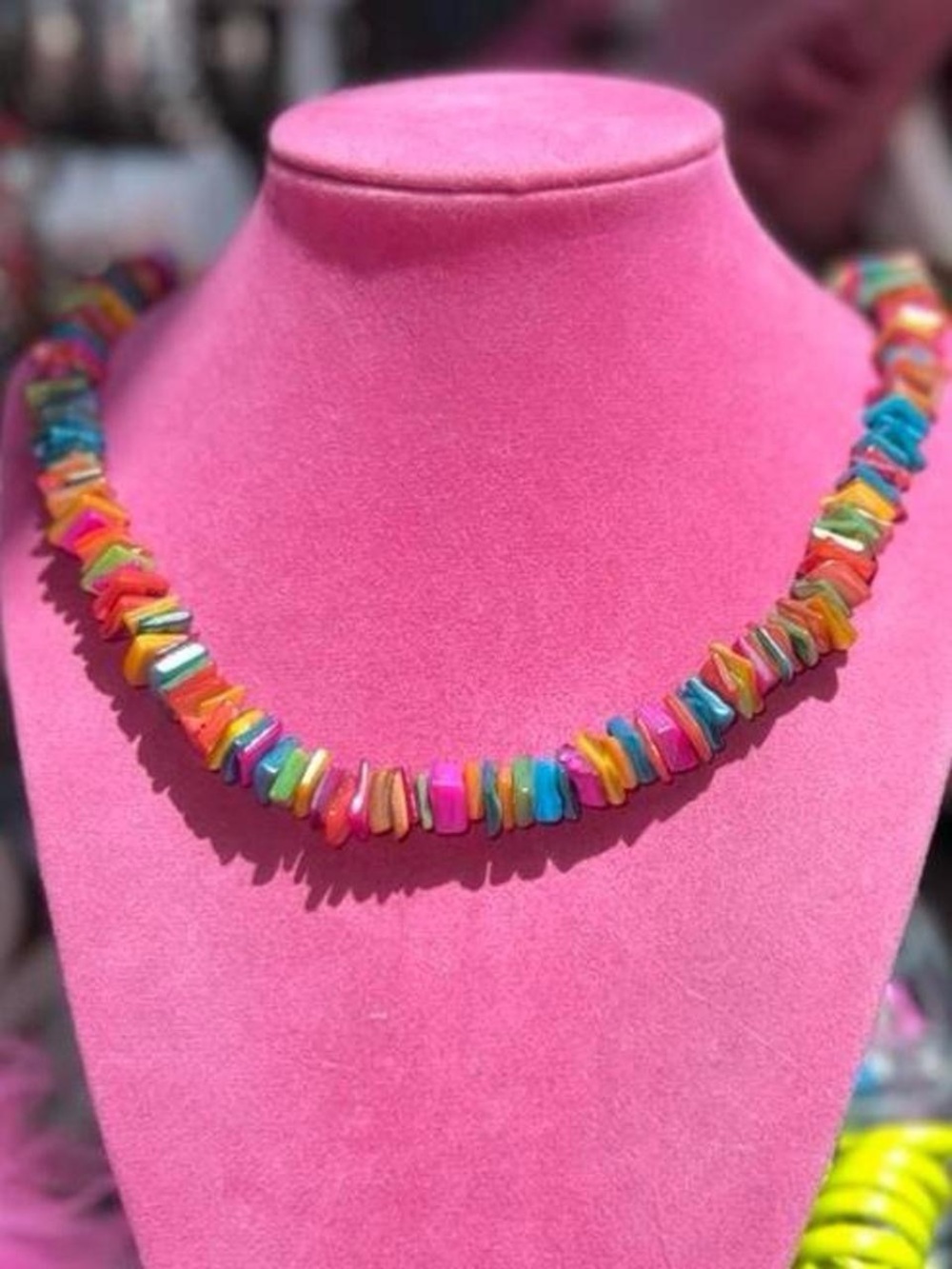 Puka shell Multi-colored beaded necklace with multicolor beads